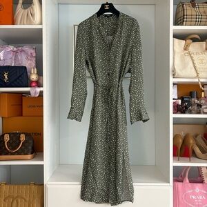 Theory Green Polka Dot Dress